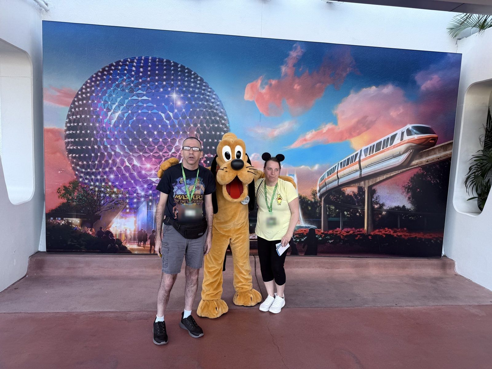 J&J posing with Pluto at EPCOT